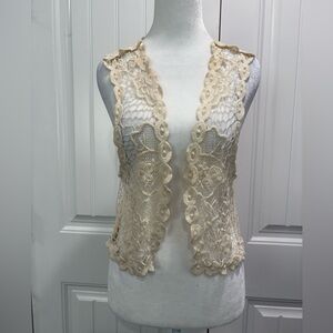 Boho Hippie Ivory  Lace Vest